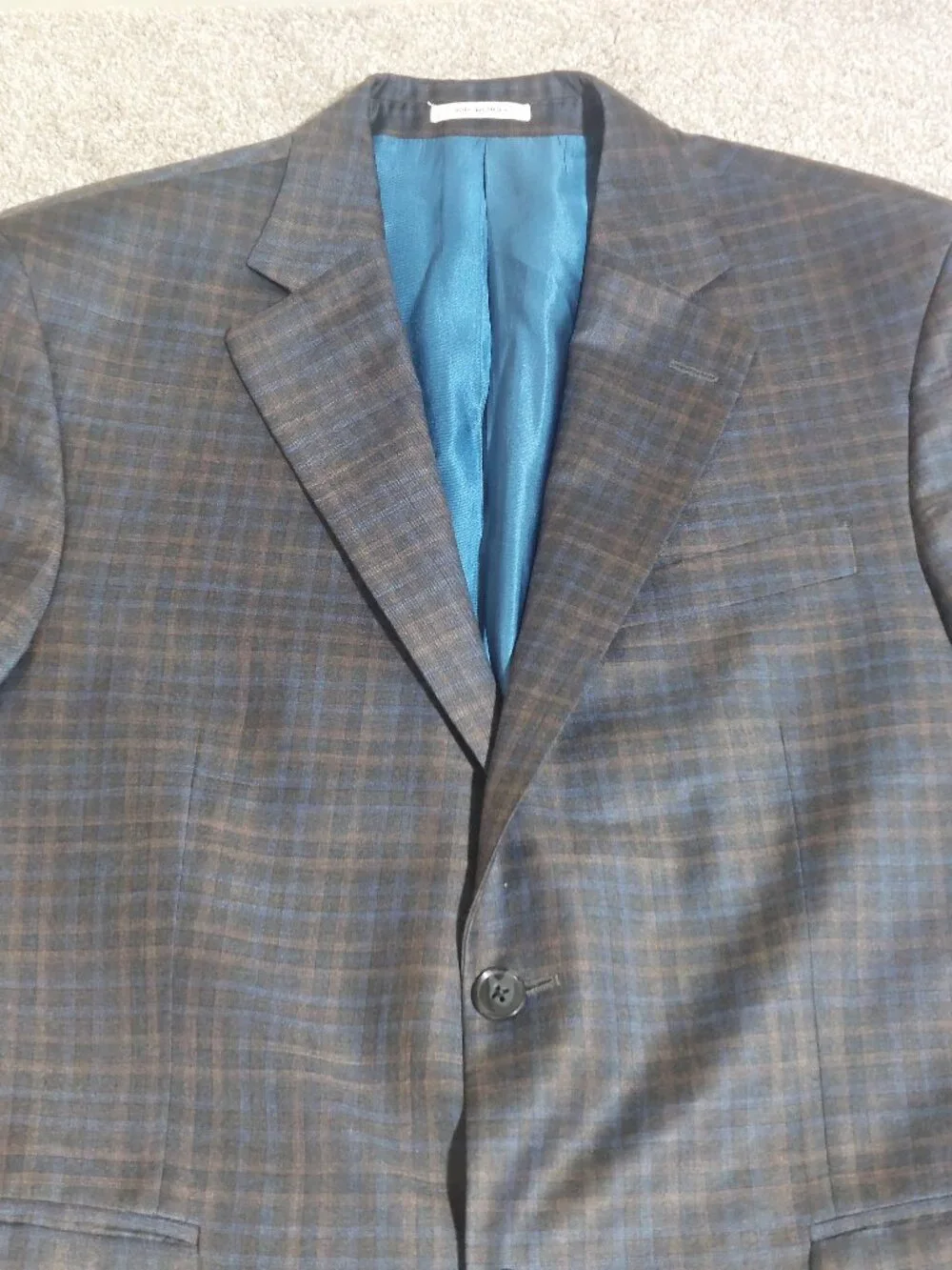 Peter Millar Men's 100% Wool Gingham Check Blazer Sport Coat grey size 40S